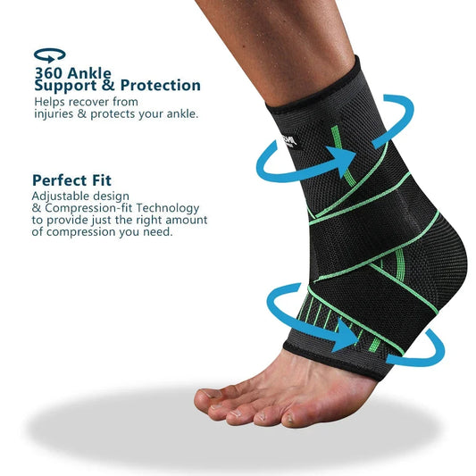 Ankle Brace Compression Sleeve Adjustable Support Strap for Sprain Plantar Fasciitis & Recovery | StriveRiseFit