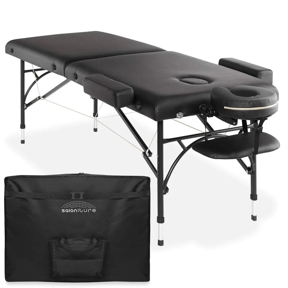 Portable Massage Table - Professional Bi-Fold with Aluminum Legs