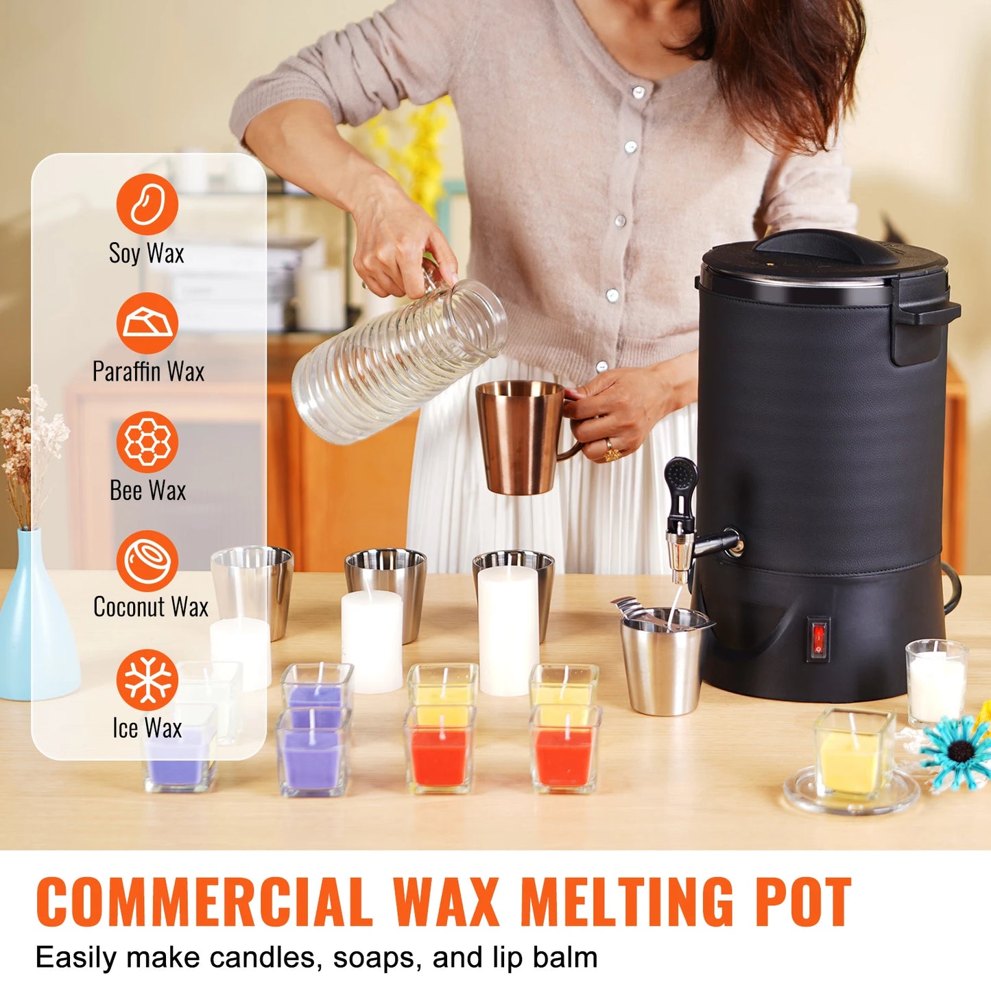 Electric Wax Melter for Candle Making, 6.5L & 10L, 9-Level Temp Control | StriveRiseFit