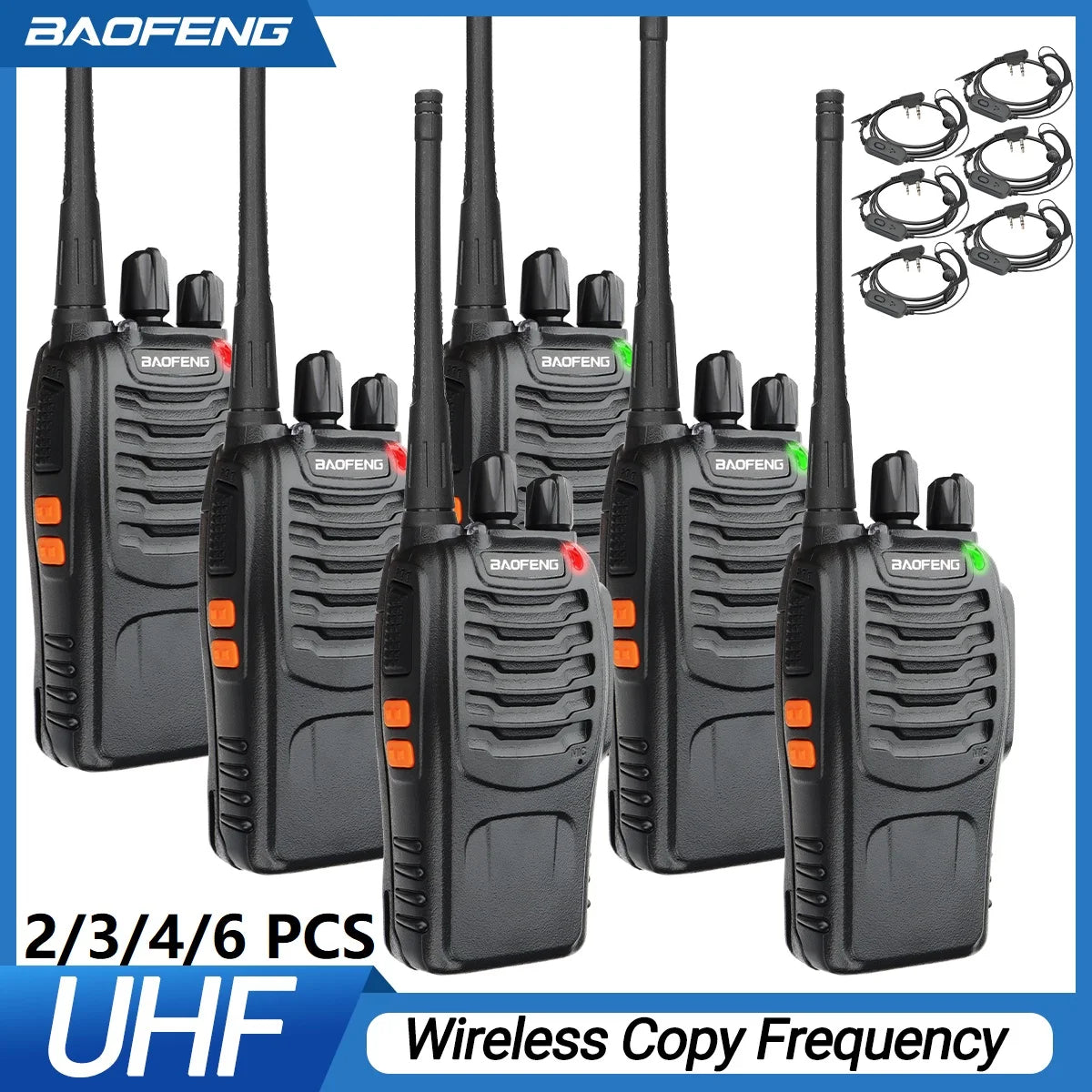 6PCS Baofeng BF-888S Walkie Talkie - Long Range Two Way Radio UHF