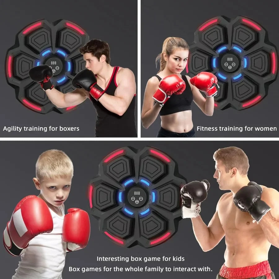 Interactive Music Boxing Machine ~ Blue Tooth Smart Pairing Connection ~  WallMounted Punching Trainer with Electronic Boxing Target 9 Adjustable Modes