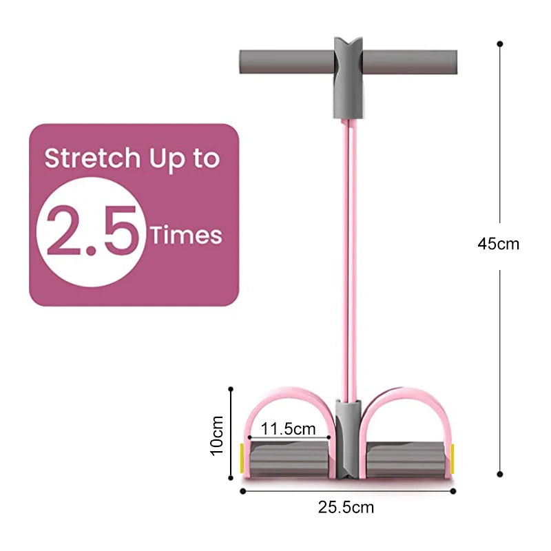 4-Tube Resistance Band Pedal Puller | Natural Latex, Full Body Training, Home Gym & Yoga