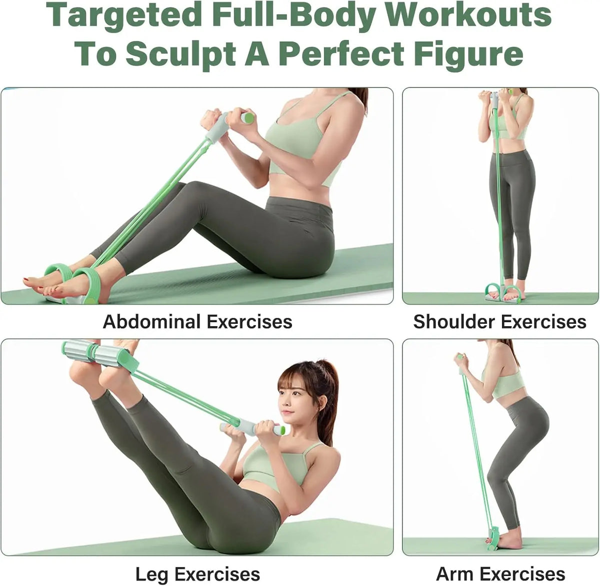 6-Tube Pedal Resistance Bands with Handles Full Body Yoga Stretching Trainer | StriveRiseFit
