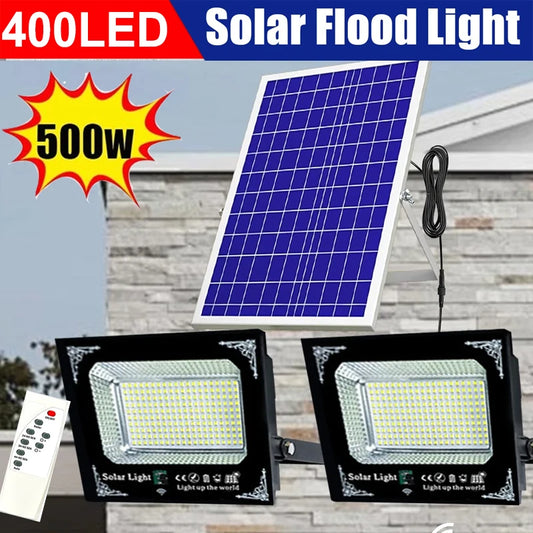 2-Head Solar Flood Light | 400 LEDs | 6000mAh | Motion Sensor | IP65 | StriveRiseFit