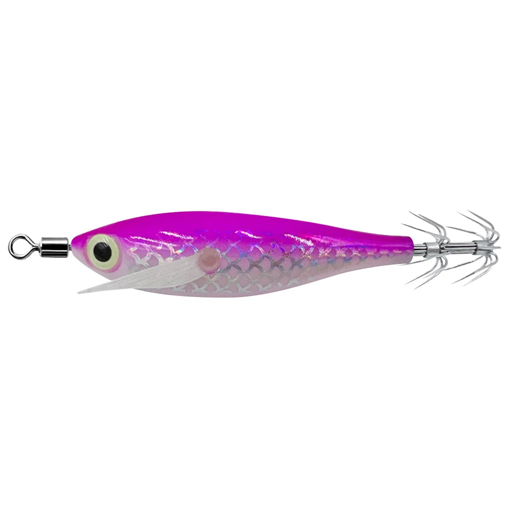 Luminous Squid Hook Lure - Glow-in-Dark, 3D Eyes, Double Hook for Night Squid & Cuttlefish Fishing