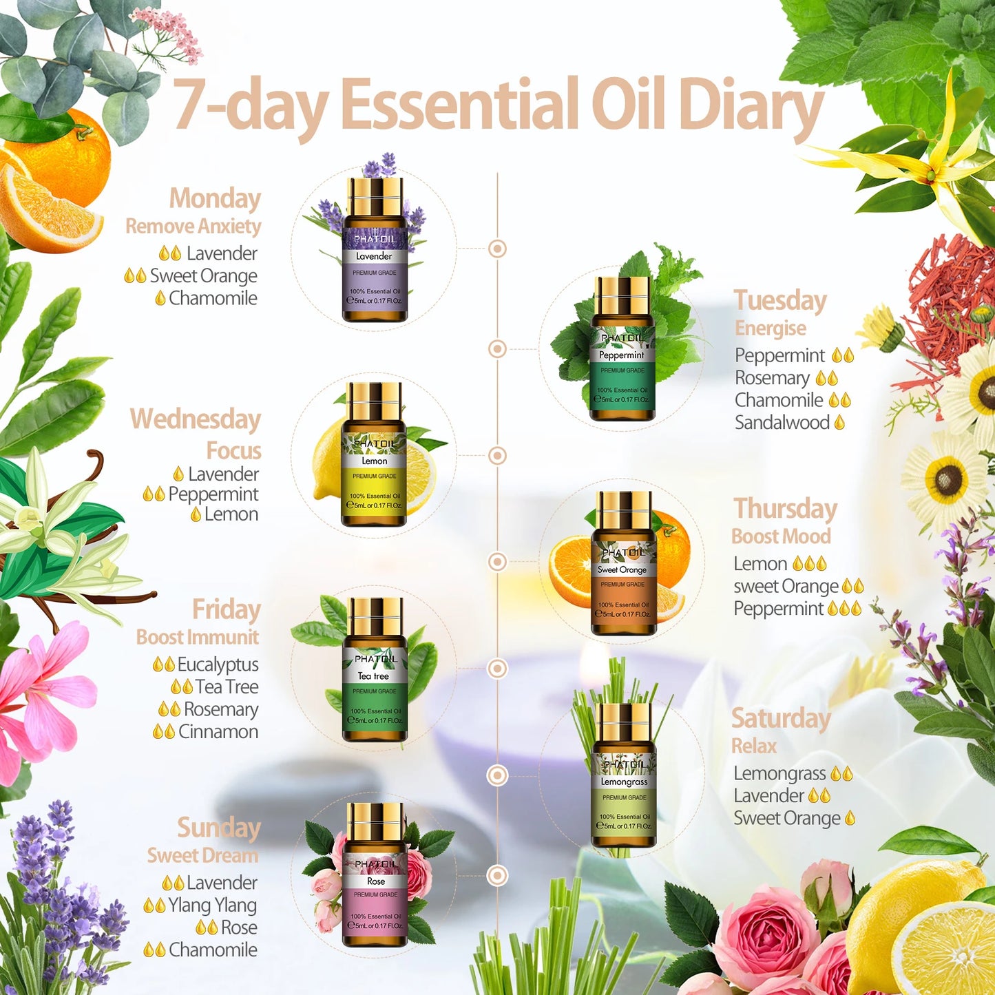 15-Piece Essential Oils Gift Set 5ml Each — Pure Natural Aromatherapy | StriveRiseFit