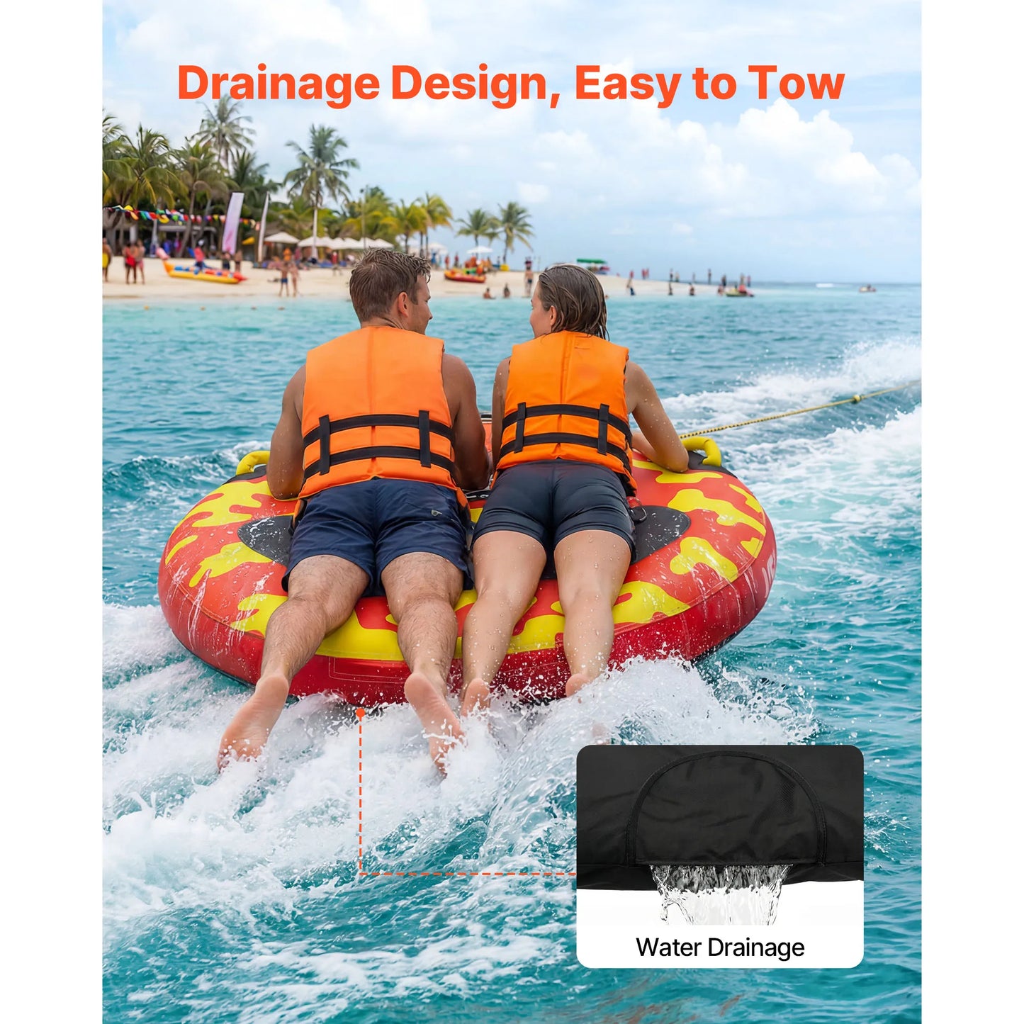 Towable Tubes for Boating 2-4 Person | Inflatable Water Tube with Anti-Slip Pad | StriveRiseFit