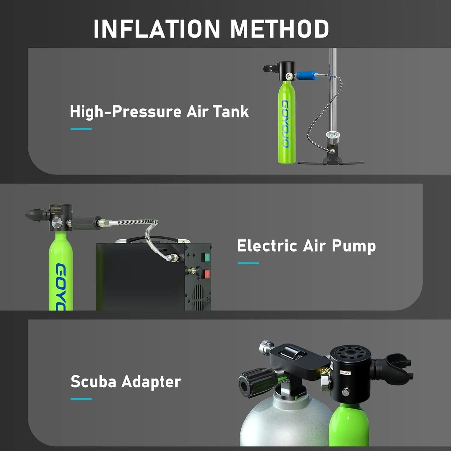 GOYOJO Mini Scuba Tank 0.5L | Portable Diving Tank, Emergency Pony Bottle, Freediving & Snorkeling