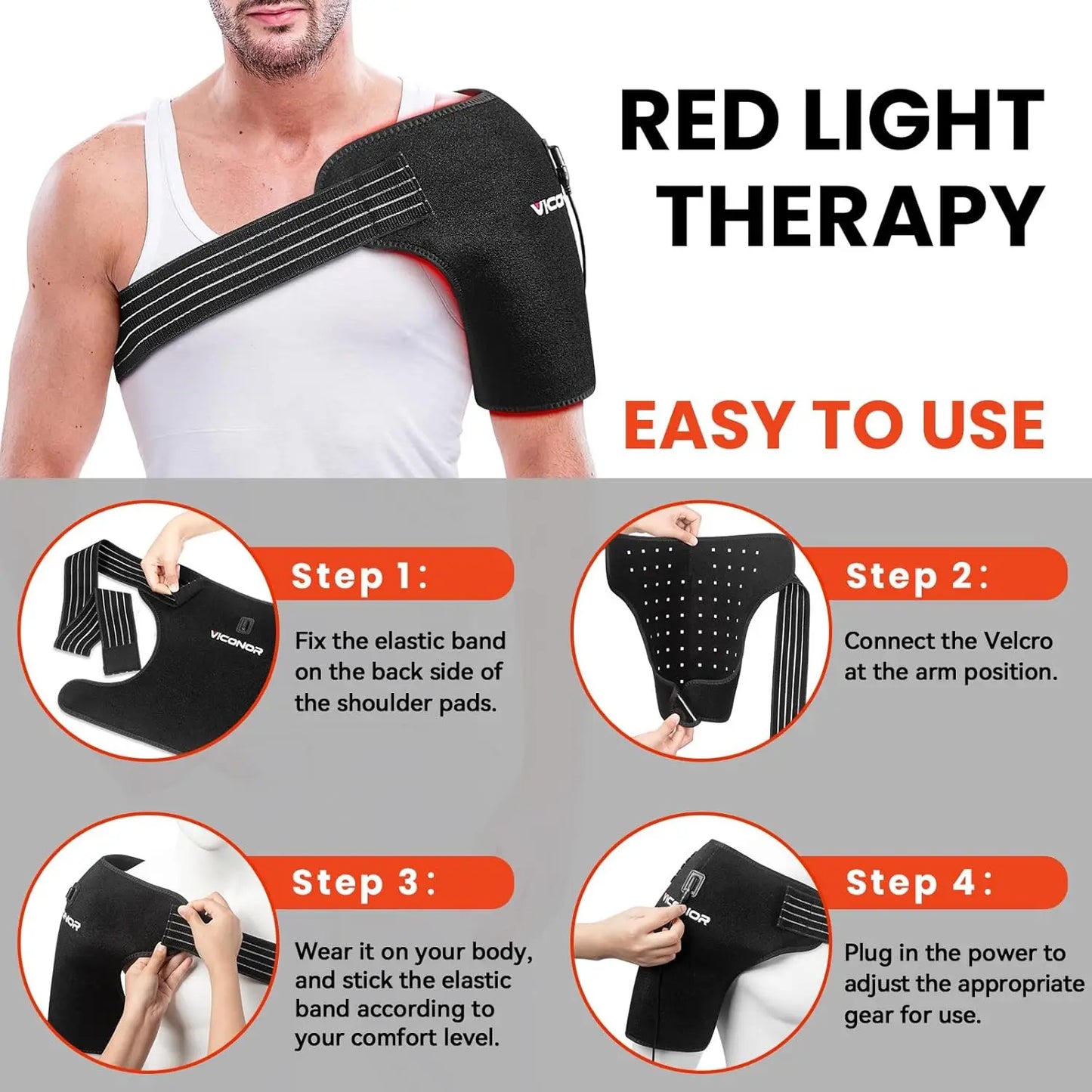 Red Light Therapy Shoulder Wrap — 660nm & 850nm Infrared Heat Pad for Pain Relief