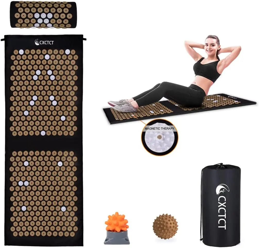 Extra Long Acupressure Mat & Pillow Set 72"x16", 12,000+ Spikes & Magnetic Therapy | StriveRiseFit