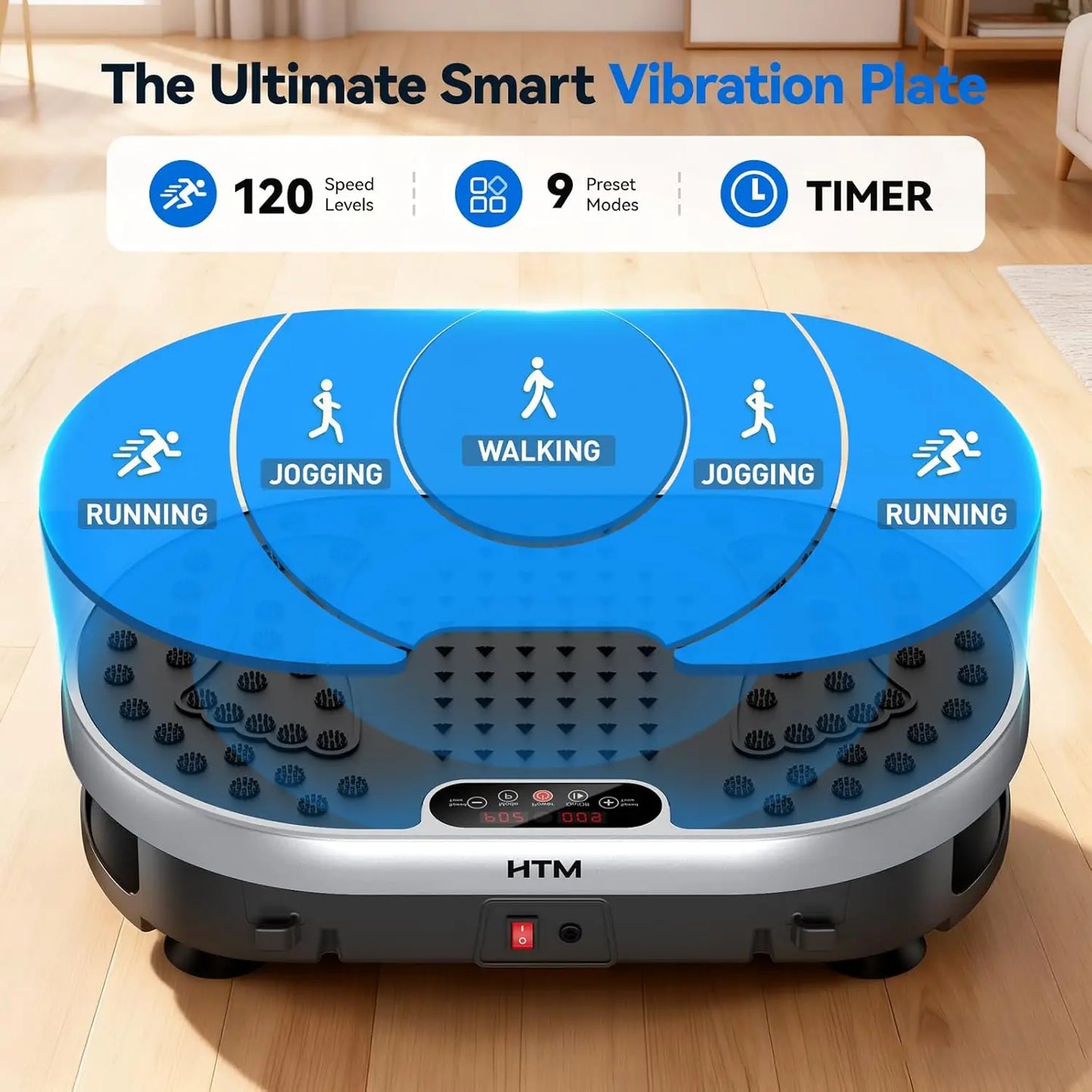 Vibration Plate Exercise Machine | 120 Speed Levels, 9 Preset Programs, 300LB, Remote & Touch Control