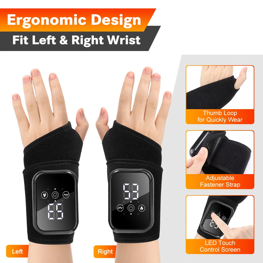 Electric Heated Wrist Massager Brace — Vibration & Heat for Carpal Tunnel Relief | StriveRiseFit