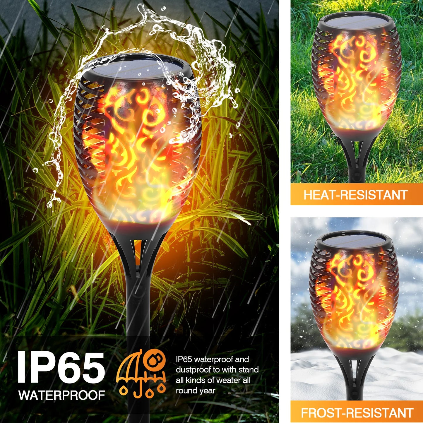 Solar Flame Torch Lights | 43" | 96 LED | Flickering | Waterproof | 4–16 Pack | StriveRiseFit