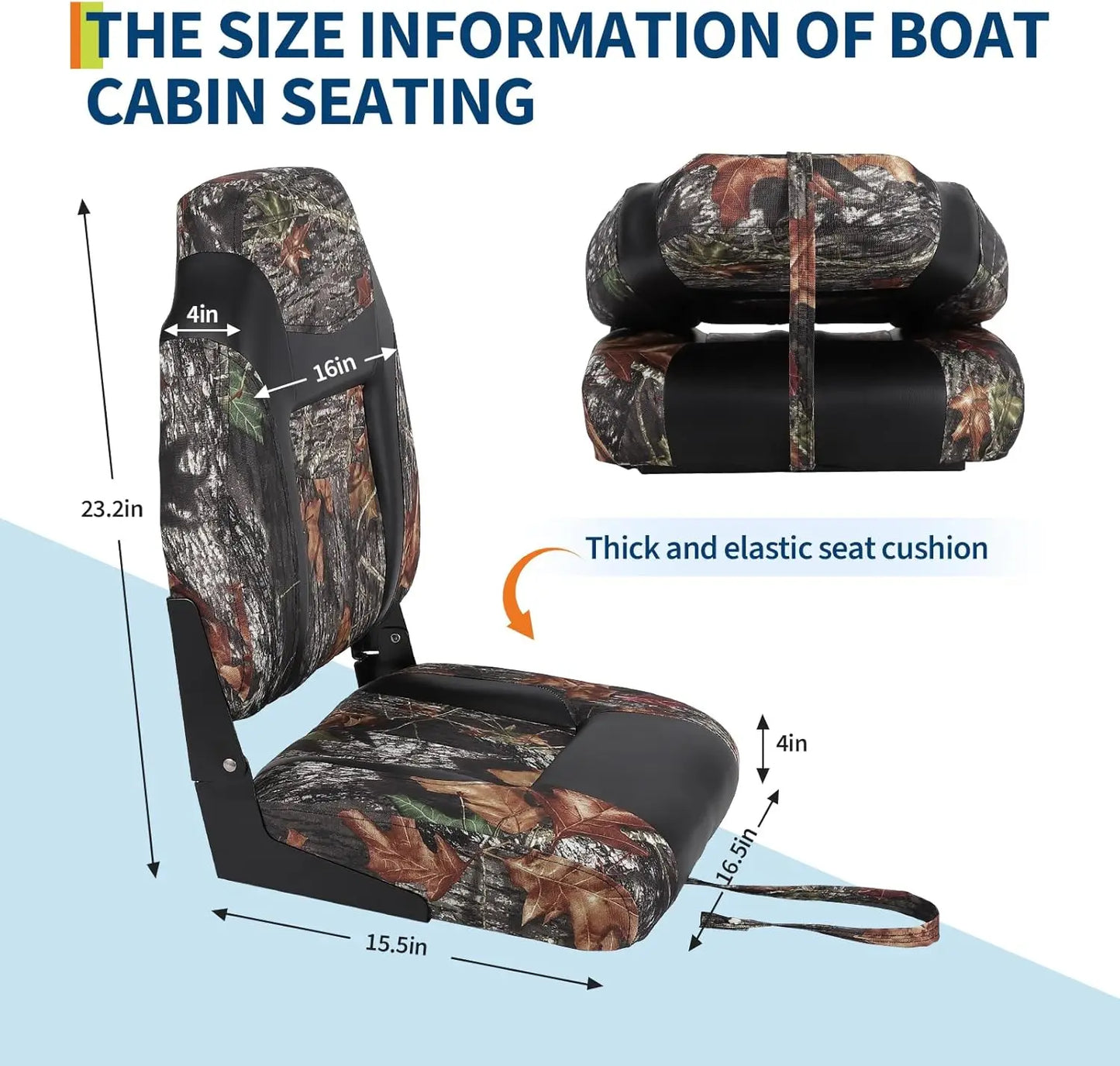 2-Pack High Back Folding Boat Seats — Marine-Grade Vinyl, HD Foam | StriveRiseFit