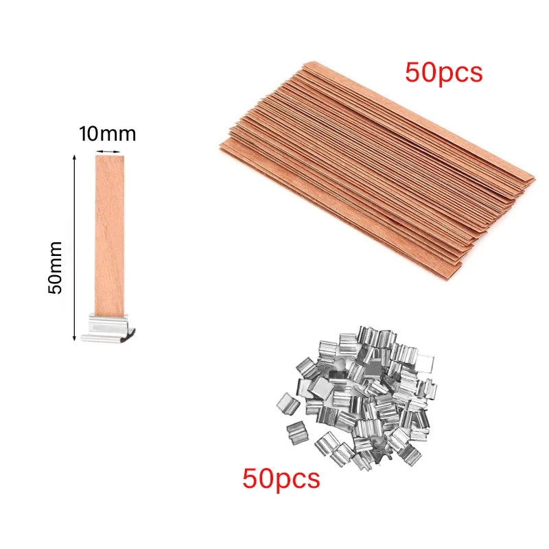 Wooden Candle Wicks with Metal Clip Base, 30 & 50-Pack | StriveRiseFit