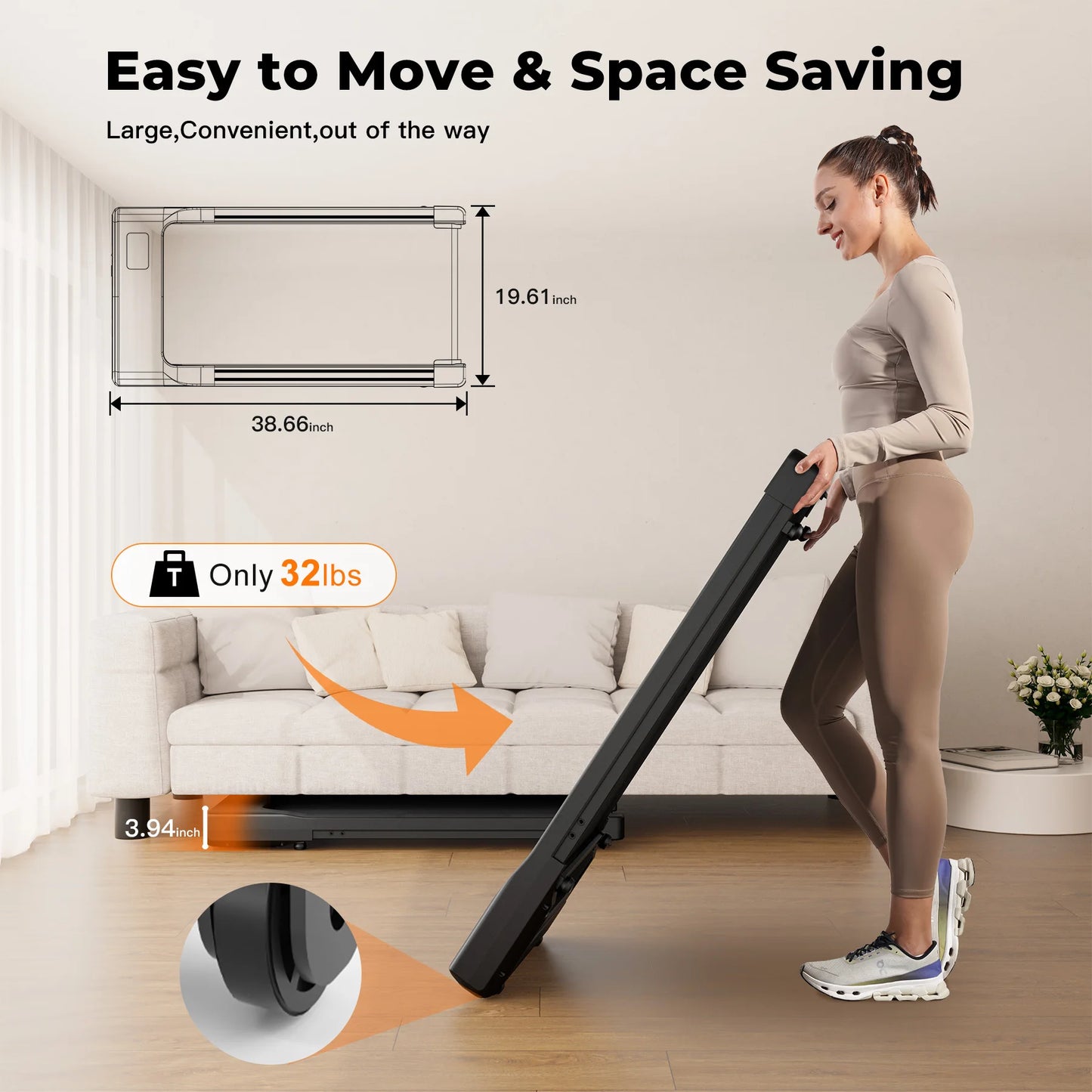 Walking Pad Under Desk Treadmill 2 in 1 Portable Treadmill with Remote Control LED Display 2.5HP Walkingpad for Home & Office