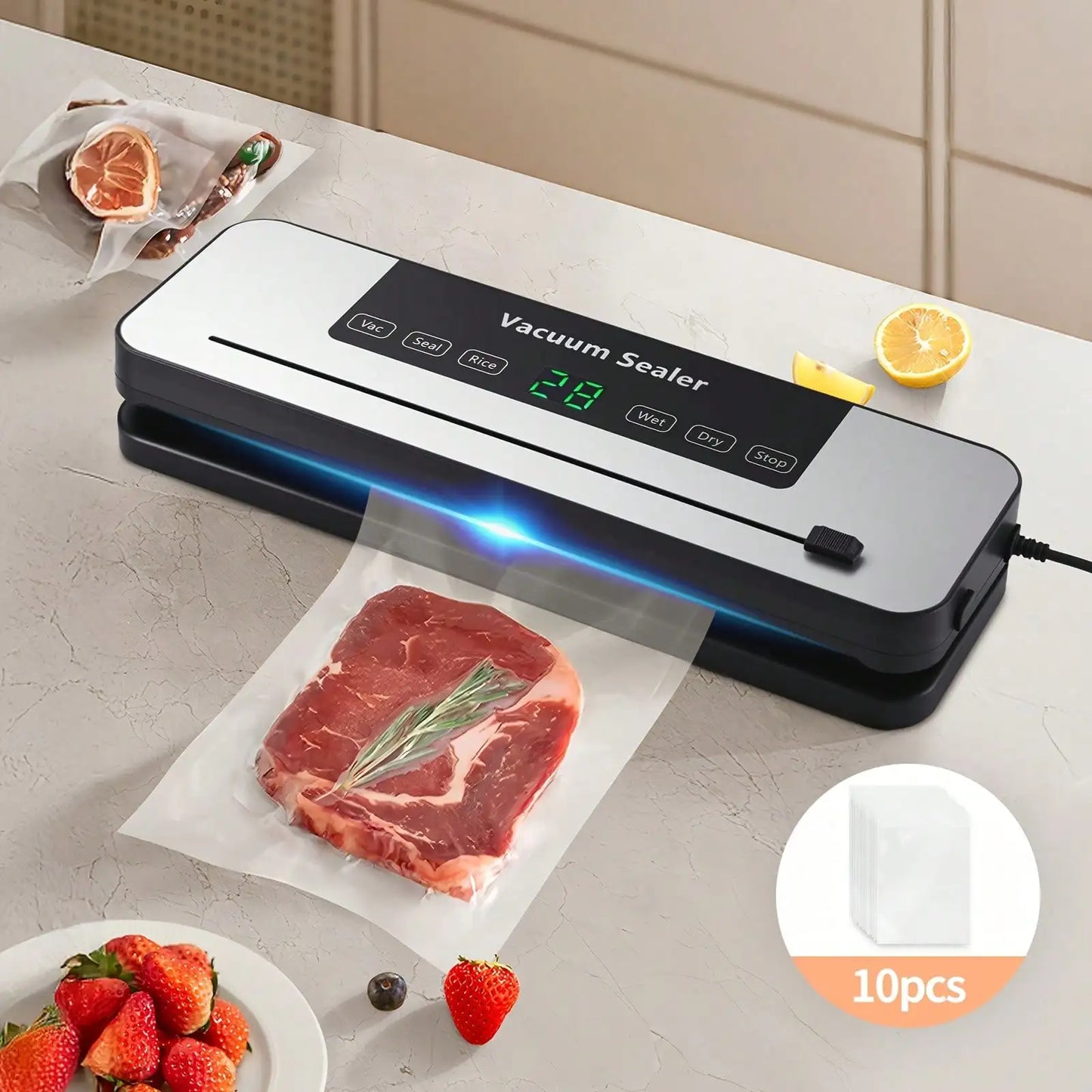 Food Vacuum Sealer Machine – Automatic Vacuum Sealer with Dry & Moist Modes for Sous Vide & Kitchen Food Storage