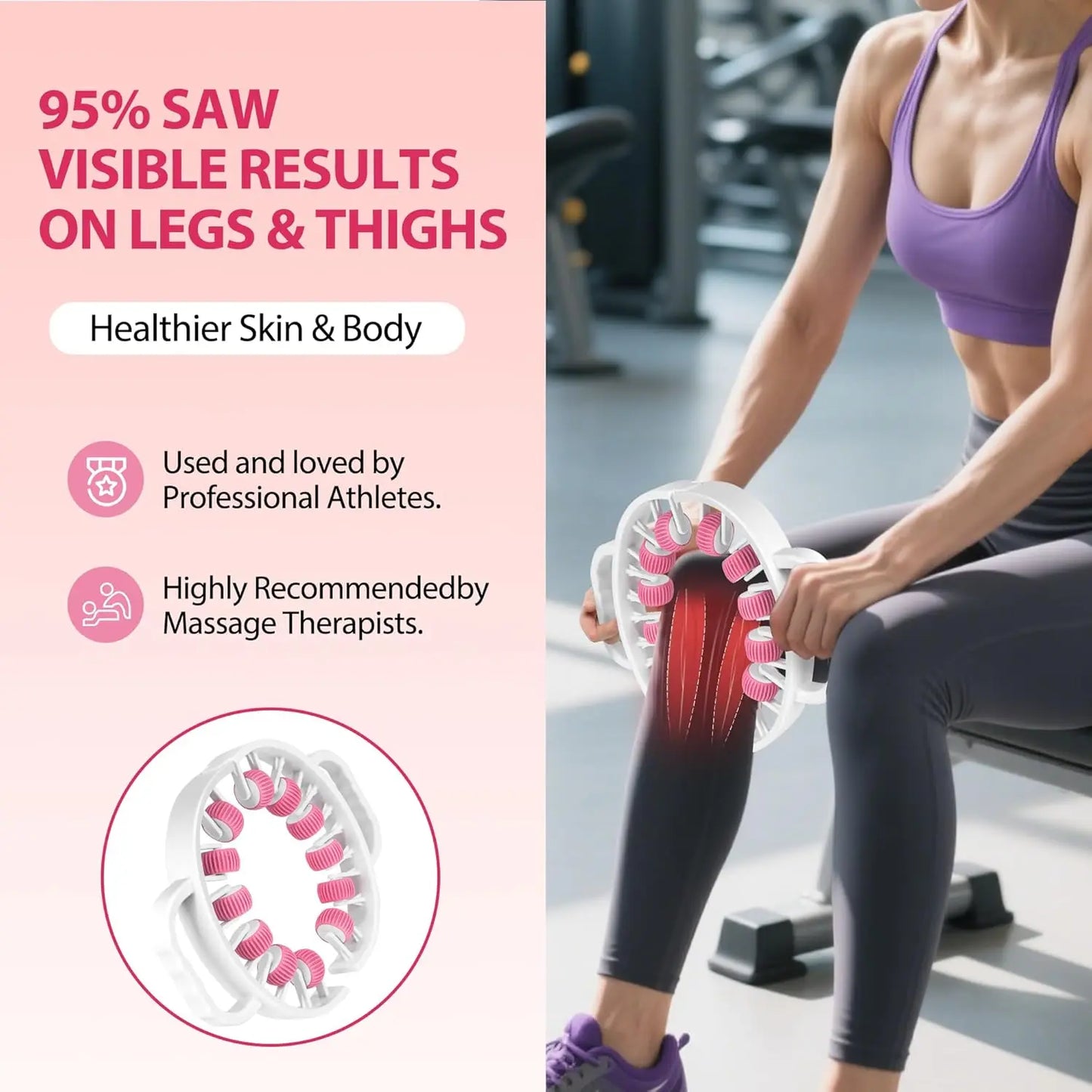 Lymphatic Drainage Massager Roller | Deep Tissue, Anti-Cellulite, Legs, Thighs & Calves