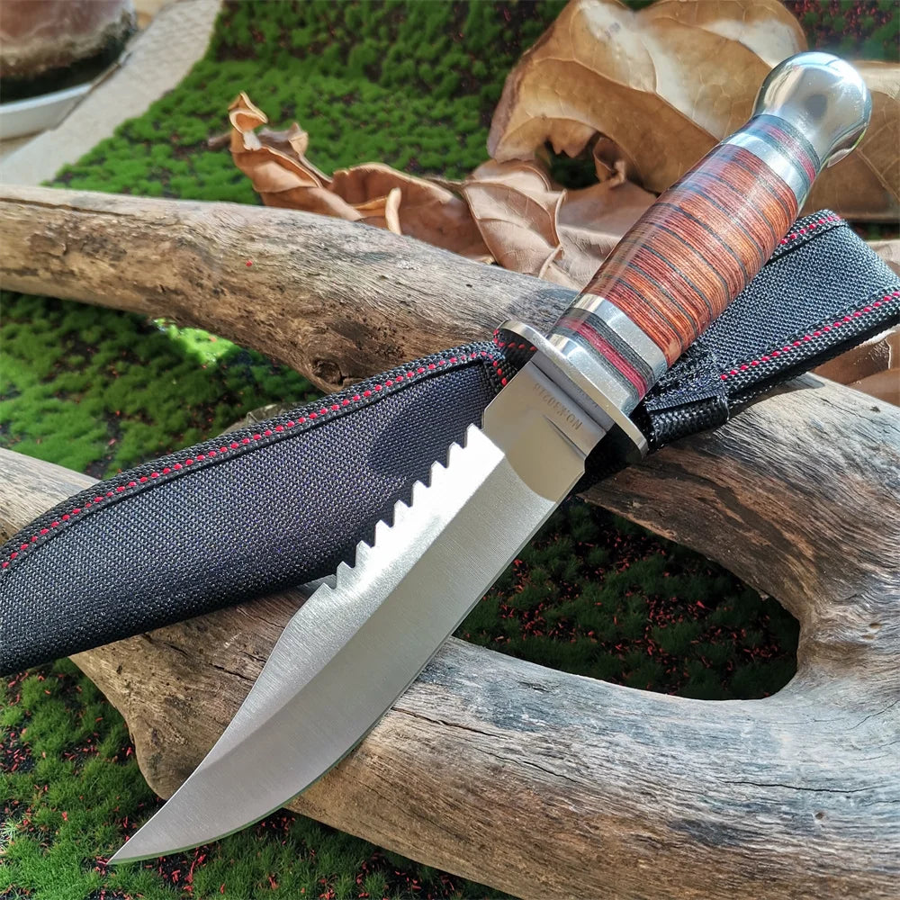 Doom Blade 8CR15Mov Steel Hunting Knife with Wood Handle & Oxford Cloth Cover
