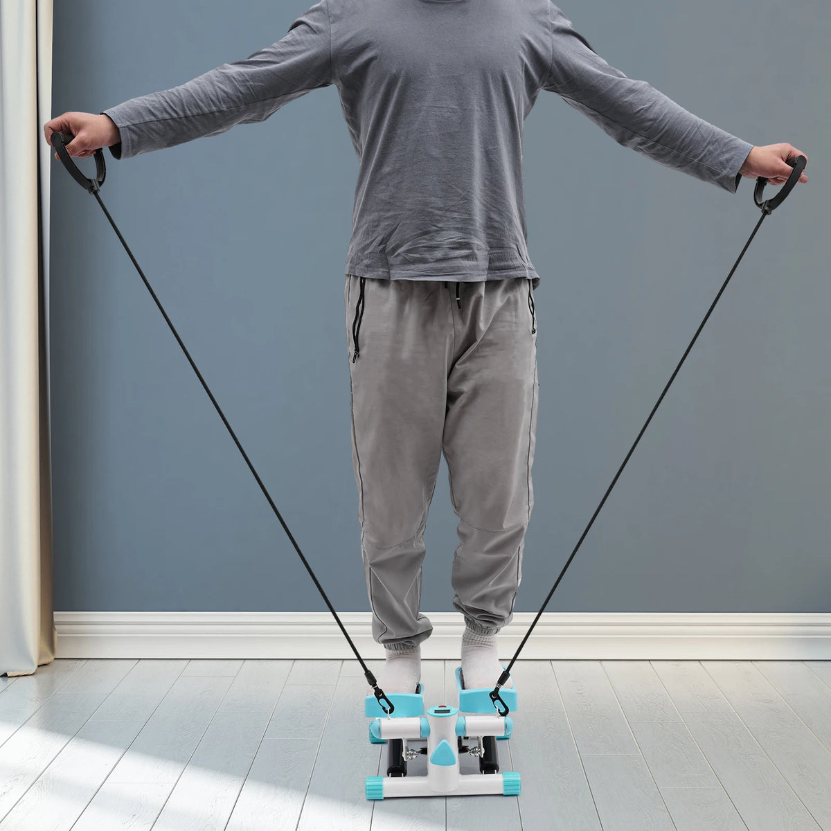 Mini Hydraulic Stepper with Resistance Bands LED Monitor 330 lb Capacity | StriveRiseFit