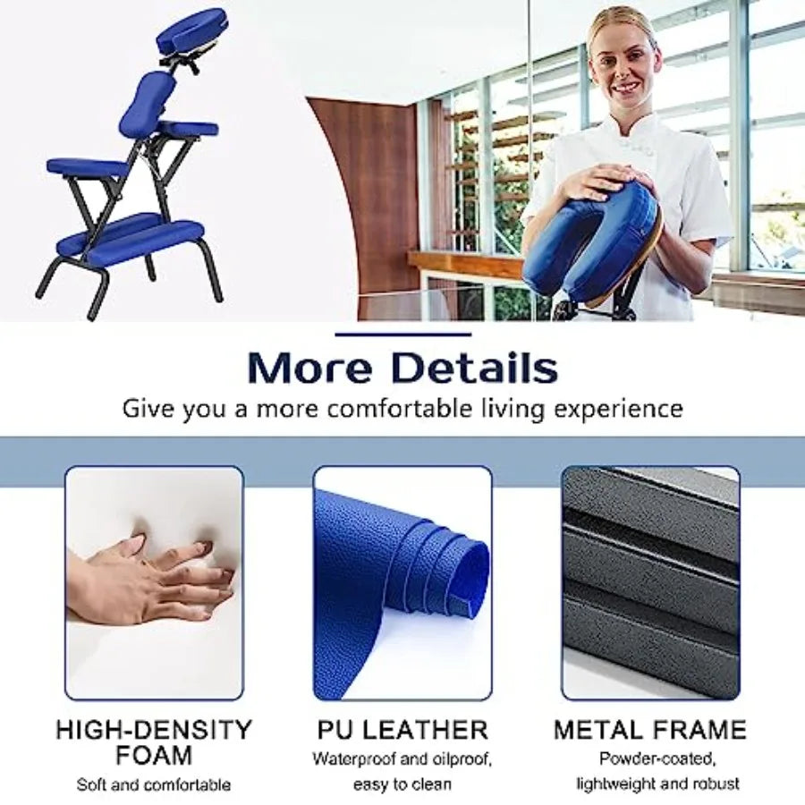 Portable Foldable Massage Chair | Adjustable Face Cradle, High-Density Cushion, Tattoo & Spa