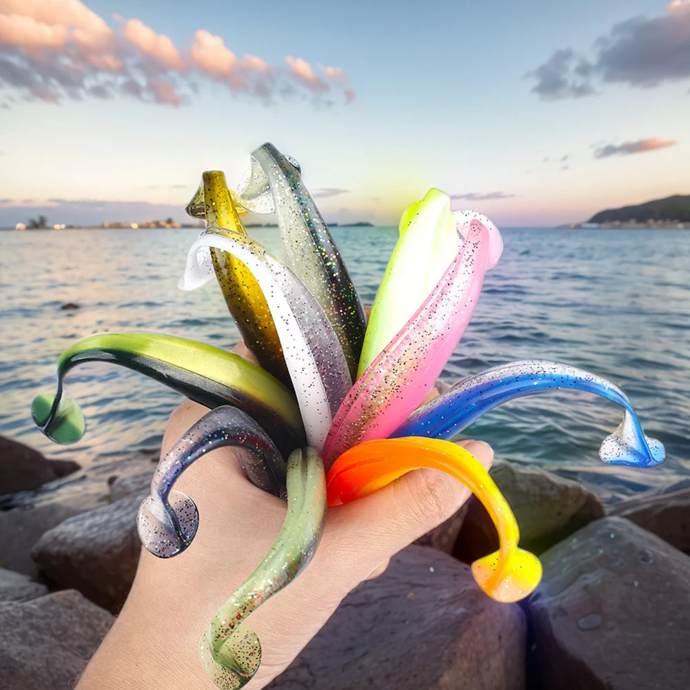 10-Pack T-Tail Paddle Soft Swimbaits - 90mm PVC, Bass & Trout, Fresh & Saltwater