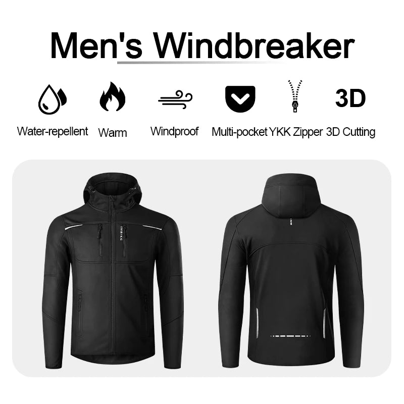 INBIKE Men's Winter Cycling Jacket With Hood ~ Warm Fleece Windbreaker, Windproof ~  Outdoor Man Cycling Clothing Hiking