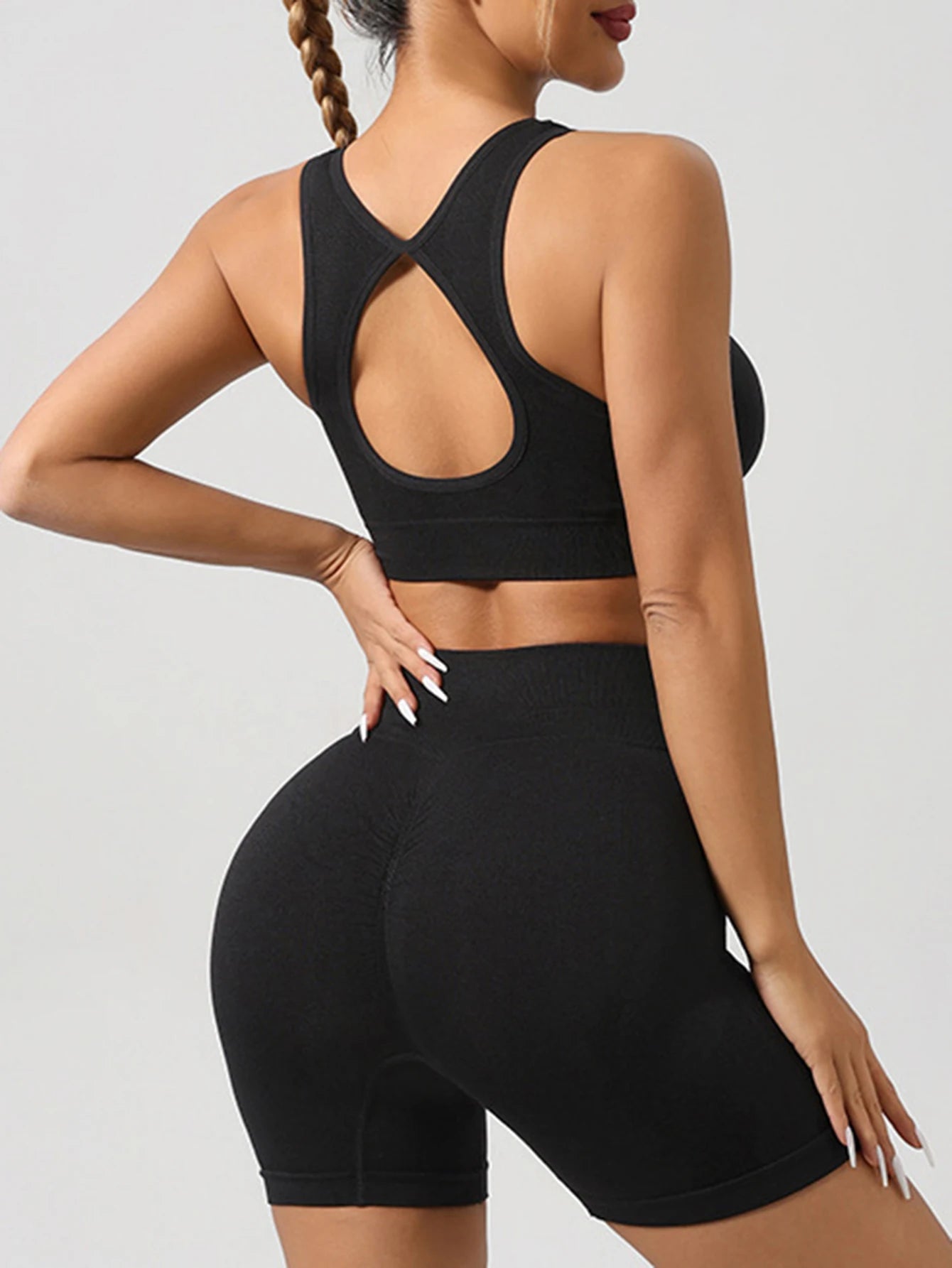 Women 2 Piece Workout  ~ Stretchy Sports Bra and High Waisted Seamless Workout Shorts ~  Sets ~ Gym Clothes