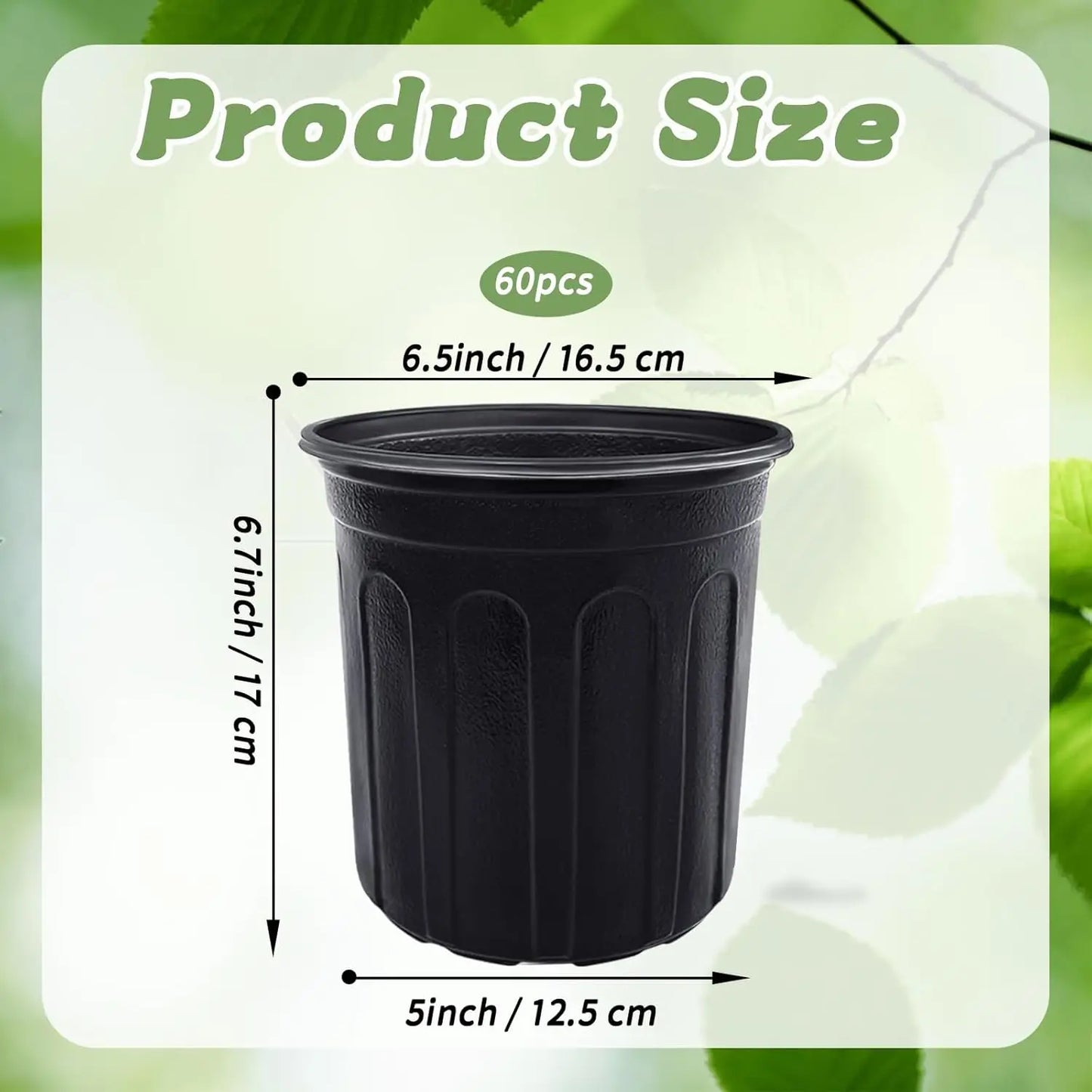 1-Gallon Black Nursery Pots | 60-Pack | Drainage Holes | Reusable | StriveRiseFit