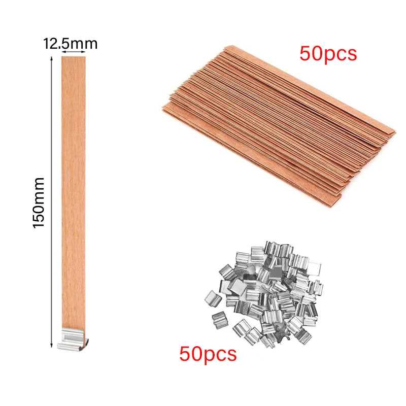 Wooden Candle Wicks with Metal Clip Base, 30 & 50-Pack | StriveRiseFit