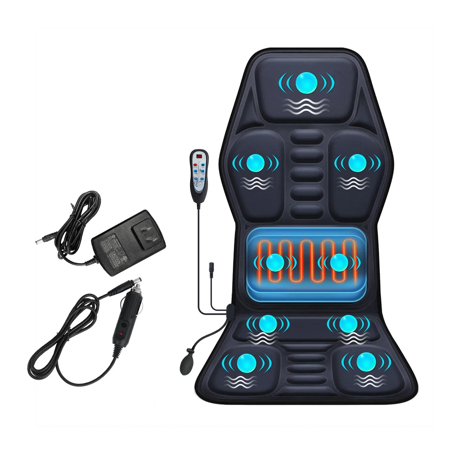 Massage Seat Cushion with Heat - 9 Vibration Modes Lumbar Support Chair Pad