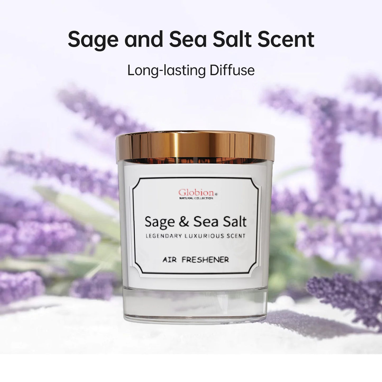 Sage & Sea Salt Scented Candle 7oz Glass Jar 45-Hour Burn | StriveRiseFit