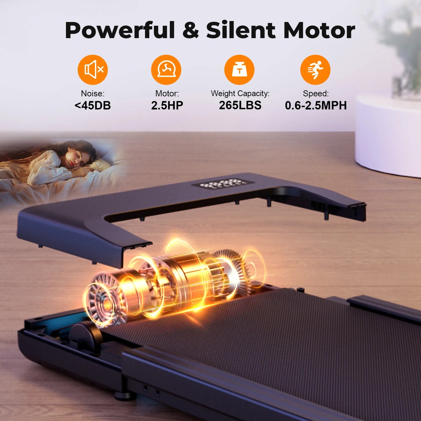 Walking Pad Under Desk Treadmill 2 in 1 Portable Treadmill with Remote Control LED Display 2.5HP Walkingpad for Home & Office