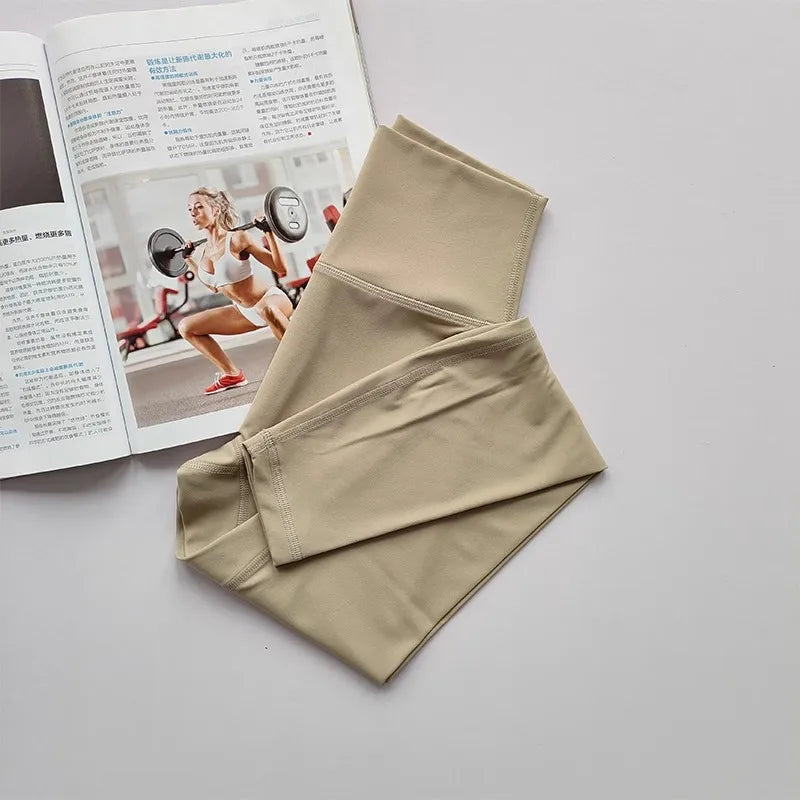 Women's High-Waist Yoga Exercise Pants Tight Fitting High Elasticity Gauntlet Line Nude Feeling Hip Lifting Gym Trousers