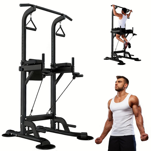 Adjustable Power Tower Pull Up & Dip Station, 10-Level Height | StriveRiseFit