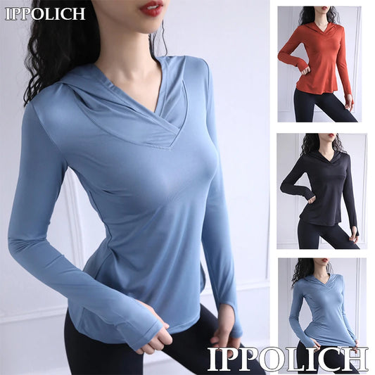 Yoga Hoodie Long Sleeve Women Breathable ~ Long T-shirt