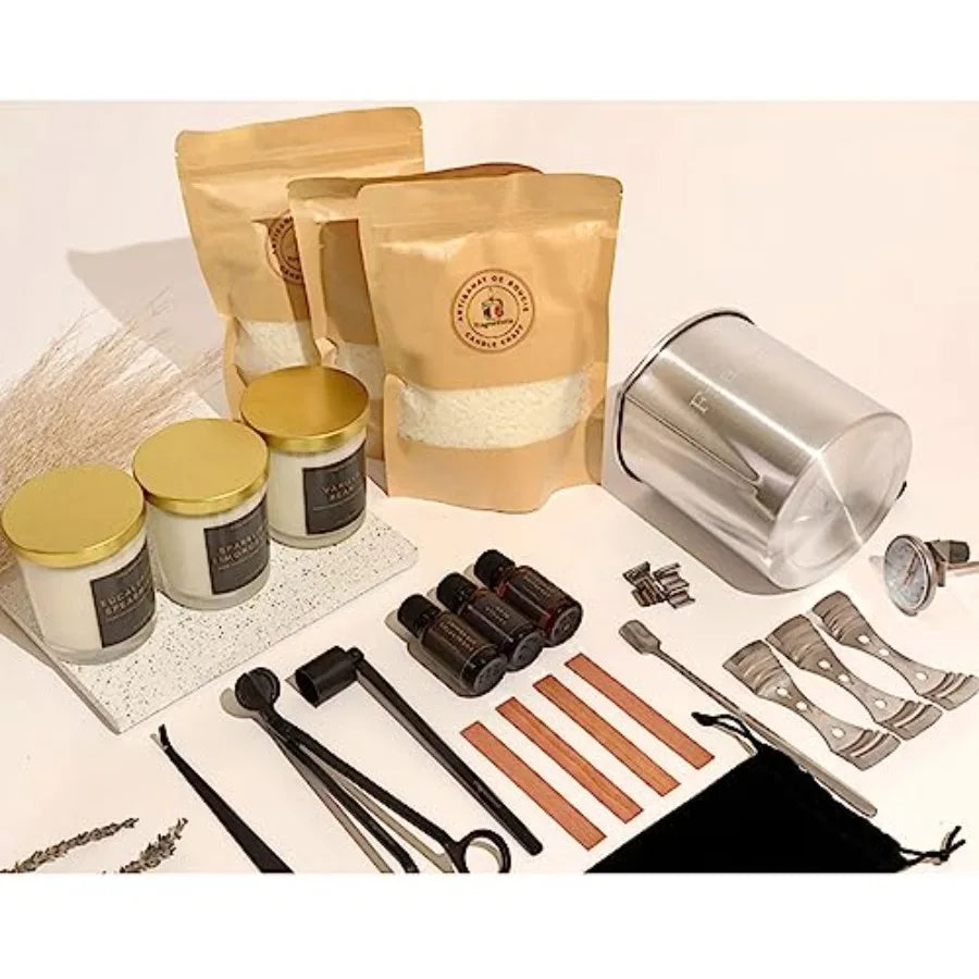 Luxury DIY Soy Candle Making Kit with Glass Jars & Wood Wicks | StriveRiseFit