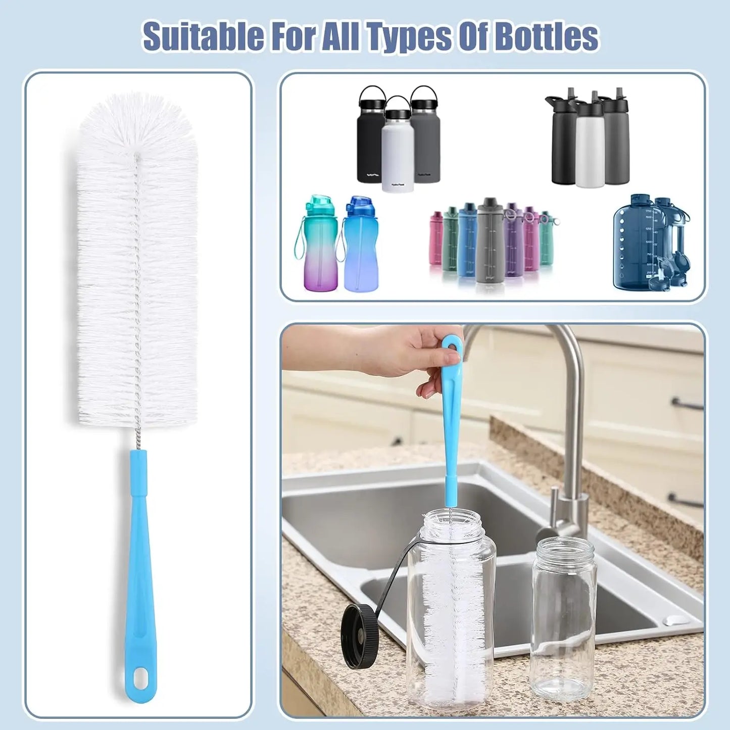 16" Bottle Brush Cleaner - Long Handle for Water Bottles | StriveRiseFit