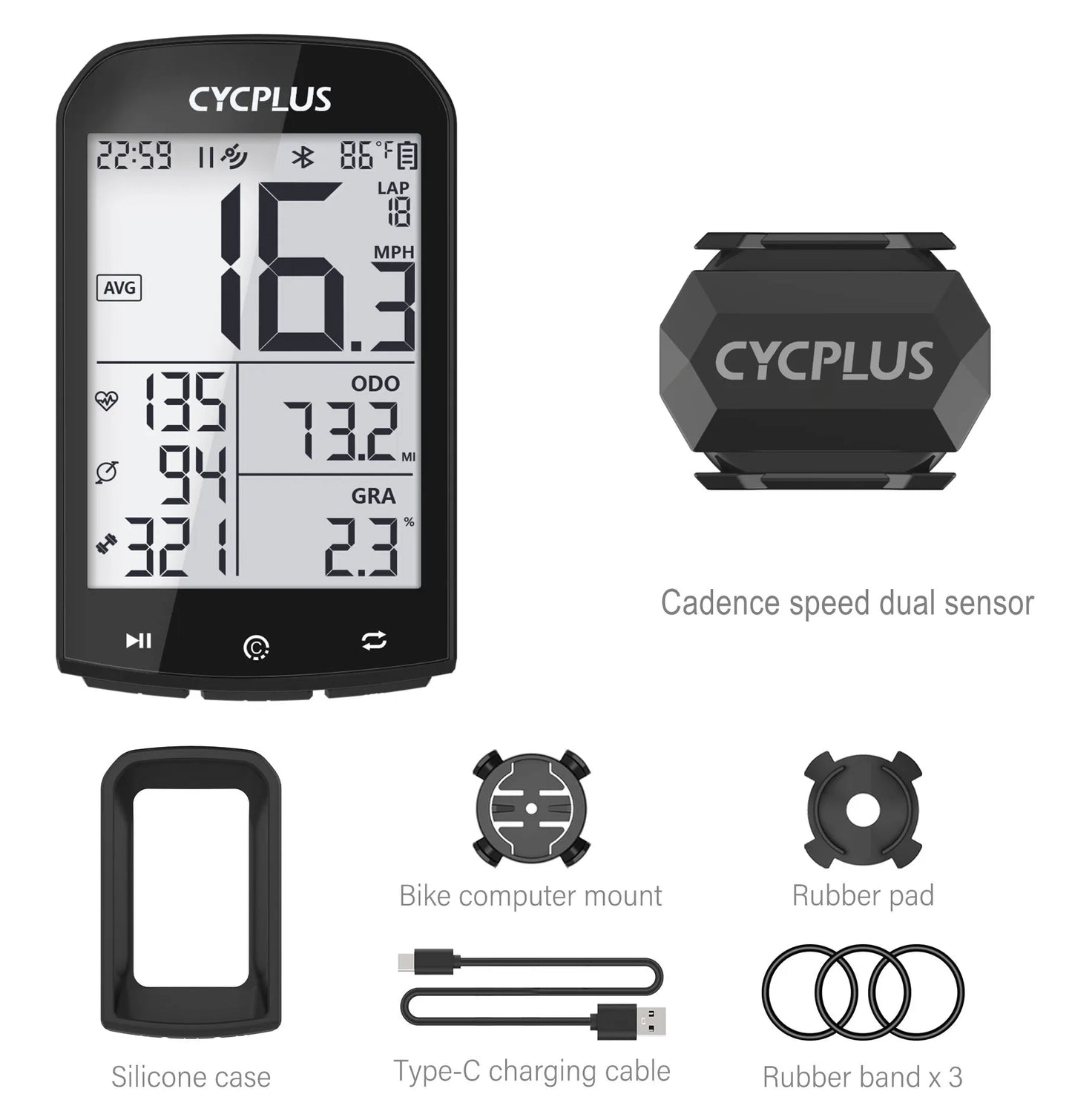 CYCPLUS M1 GPS Bike Computer Bluetooth 5.0 ANT+ Speedometer 2.9" IPX6 | StriveRiseFit