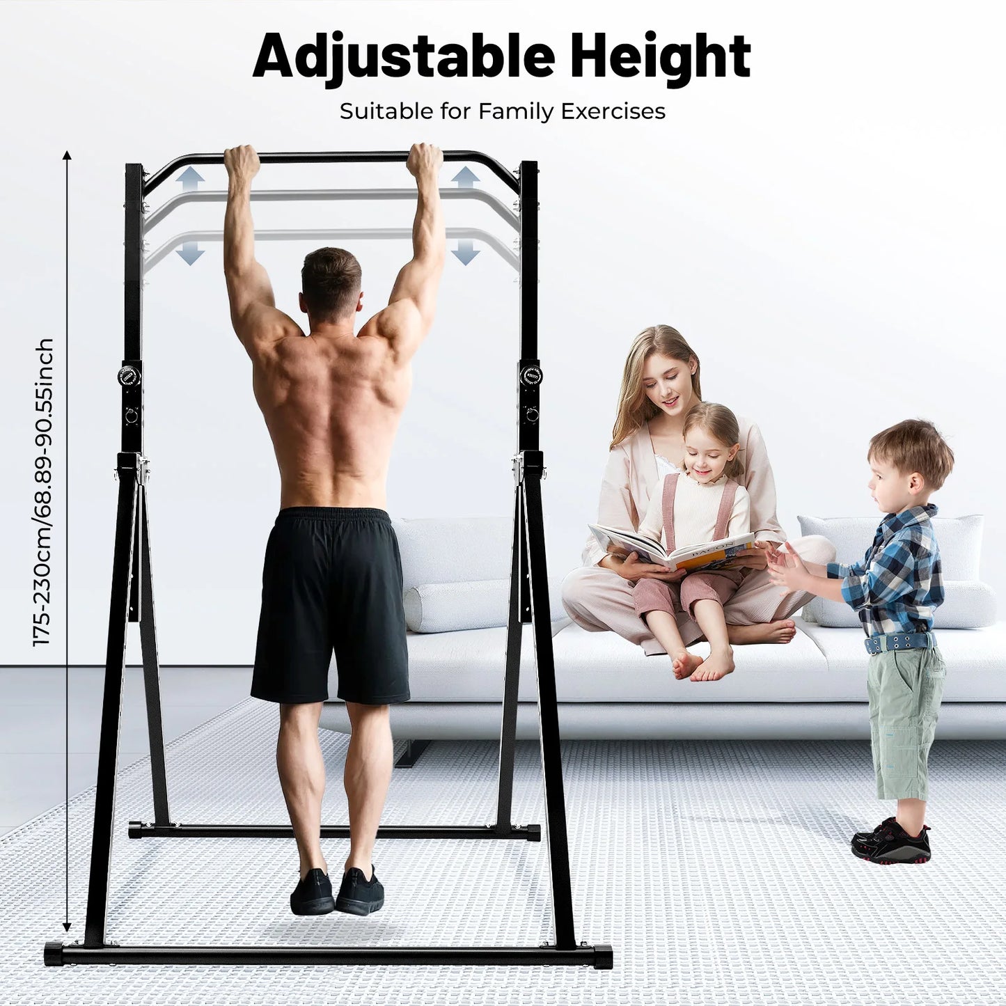 Carbon Steel Pull Up Bar, 440 lb Capacity, Adjustable Height Home Gym | StriveRiseFit