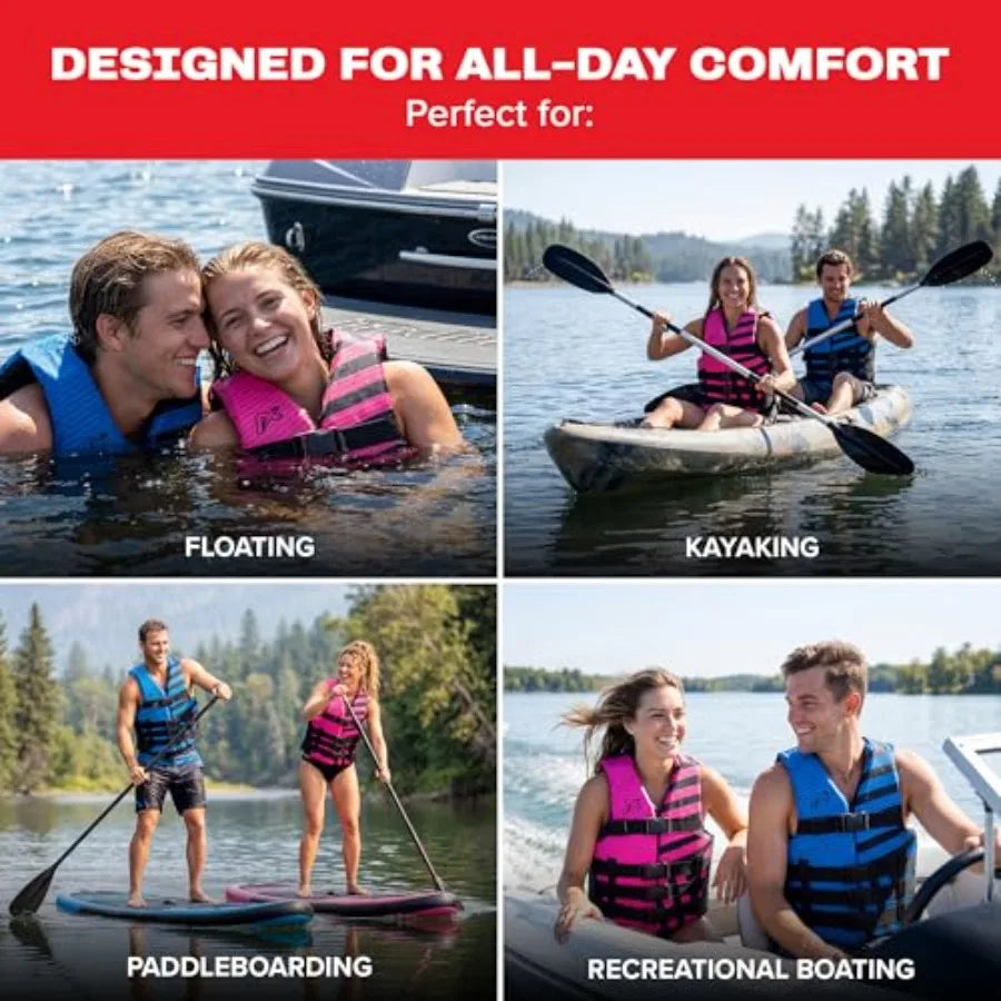 USCG Approved Life Jacket for Adults Youth & Kids Watersports Vest Boating Tubing | StriveRiseFit