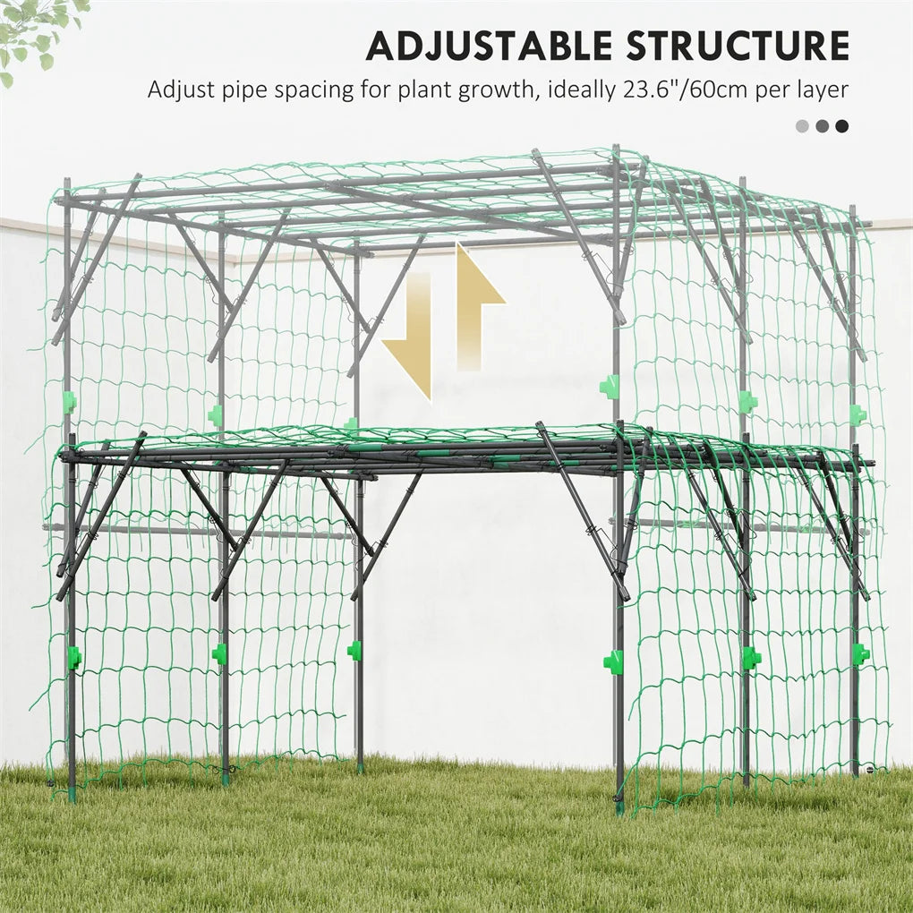Large Tomato Cage & Climbing Plant Support | 87.8" Steel Frame, Trellis Netting, 83 Clips