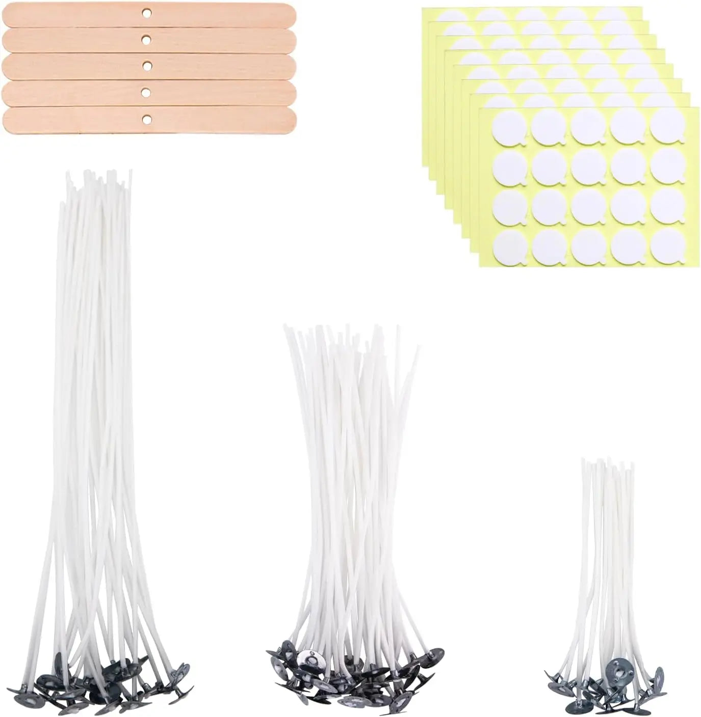 80-Piece Pre-Waxed Cotton Candle Wicks Kit with Stickers & Holders, 4/6/8" | StriveRiseFit