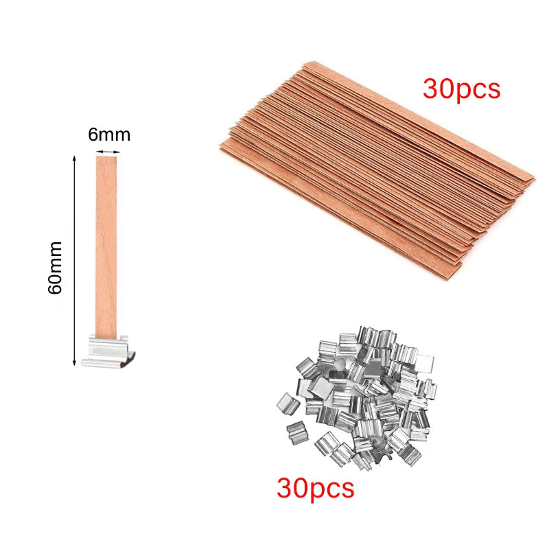 Wooden Candle Wicks with Metal Clip Base, 30 & 50-Pack | StriveRiseFit