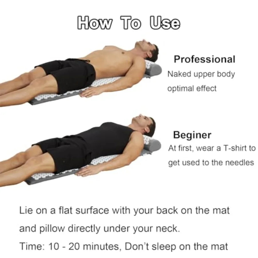 Acupressure Mat & Pillow Set with Carry Bag, Extra Long for Neck & Back Pain Relief | StriveRiseFit