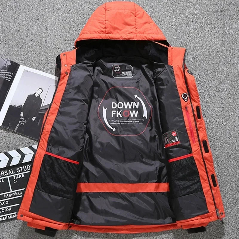 New Thermal Winter Skiing Down Jacket Ski Suit Men Snowboard Bibs Pants Warm Set Male Snowmobile Clothing For Wear Overalls