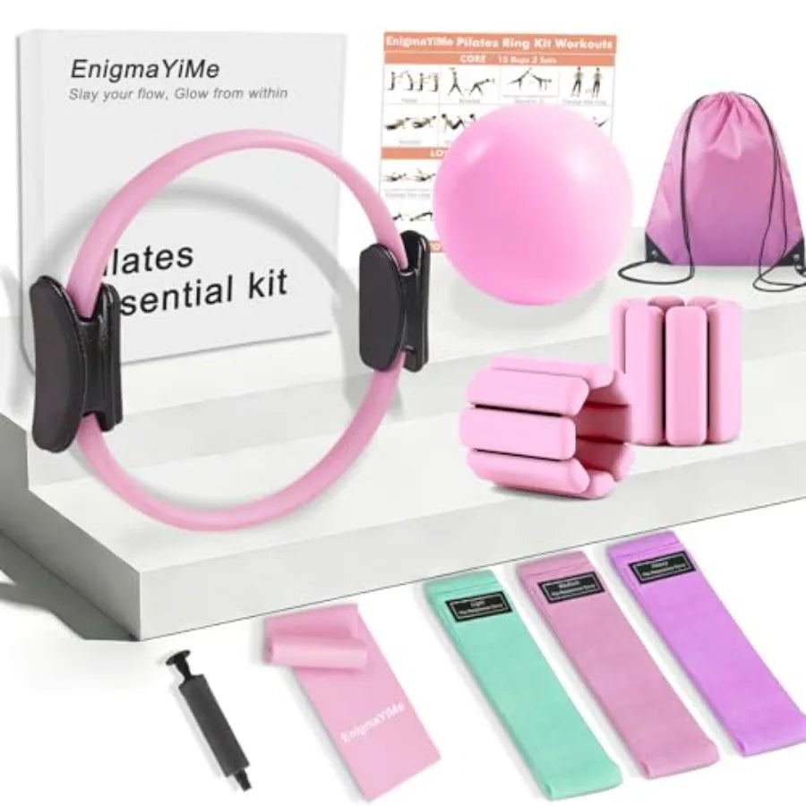 Pilates Ring Kit with Ankle & Wrist Weights, Resistance Bands & Ball for Home Toning | StriveRiseFit