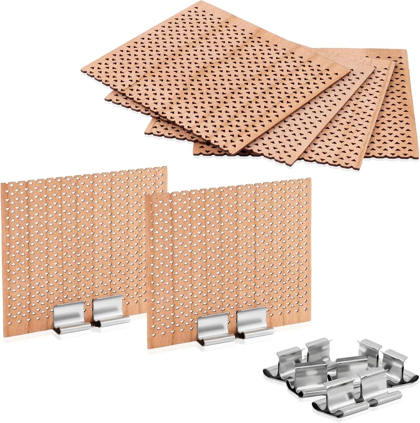 Large Wood Candle Wicks with Iron Stands, 6-Pack, 2.7x2.4" Grid Design | StriveRiseFit