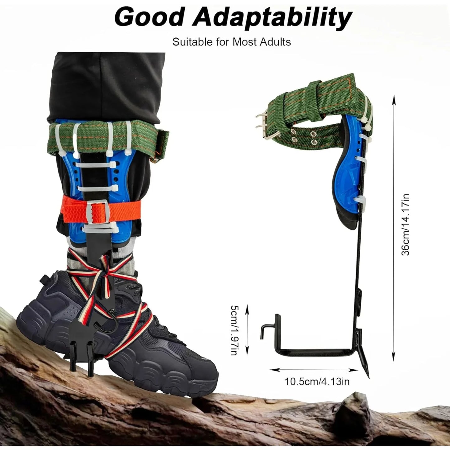 Tree Climbing Spike Set with Safety Belt, Lanyard & Straps - Tree Trimming, Hunting & Fruit Picking