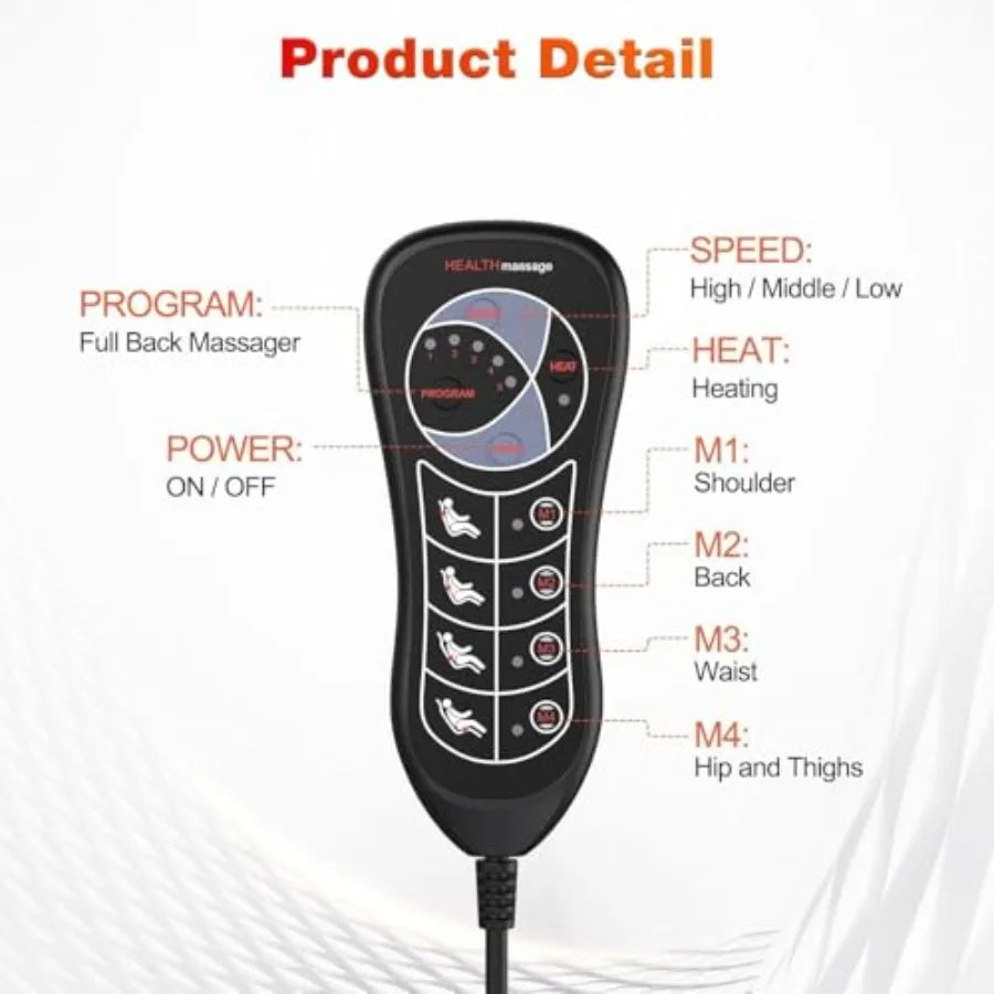 Vibration Back Massager for Chair with Heat | 8 Vibration Nodes, Seat Cushion Pad for Seniors & Office